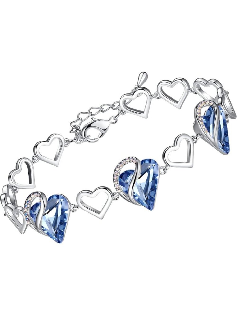 Infinity Love Heart Bracelet for Women - Birthstone Crystal Jewelry, 7-inch